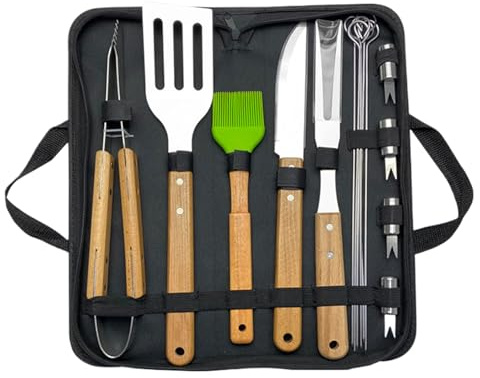 Edelstahl Grillbesteck-Set Professionelle 16-teilig Grill Bestecksets Mit Tragetasche,BBQ Grillwerkzeug Grillset Werkzeuge Für Männer Und Frauen Camping Garten