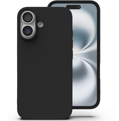 Zuvirelx Silikon Handyhülle für iPhone 16 Plus Hülle, Weiches Griff, Dünne, Minimalistisch, Stoßfest, rutschfest, Taschenpassend - Schwarz