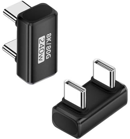 QIANRENON Adaptador de datos USB C en forma de U de 80 Gbps, PD240 W, USB tipo C macho a macho, conector de carga rápida de ángulo de 180°, USB 4.0 C, enchufe en forma de U, 8 K a 60 Hz, para cubierta