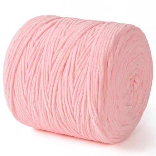 NOTIONSLAND 800g Chenille Wolle zum häkeln, Rosa | Dicke Flauschige Weich Chenille Garn, Perfekt zum Weben von Schals, Mützen, Decken, Zierkissen