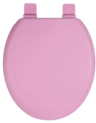 WC-Sitz Holzkern, Ｍatt – Soft-Touch & ultraglatt (ohne Orangenhaut), Absenkautomatik & Schnellverschluss (Easy-Clean) – O-Form, Lochabstand 155 mm – PIKLiDS (Pink matt)
