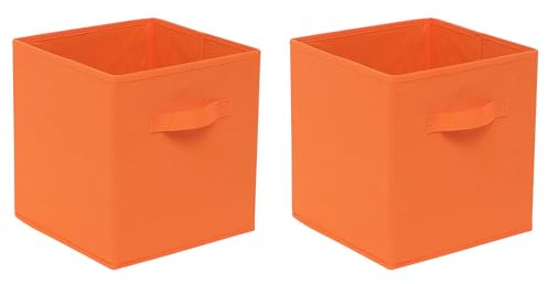 BonChoice Foldable Storage Cubes Boxes with Handle for Home Organization, Fabric Wardrobe Storage Box Organizer Basket Bins for Clothes Toys Towels, Collapsible&Durable (2, Orange 30x30x30cm)