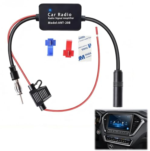 12V Autoradio Antennenverstärker 25dB Verstärkung, Antennenverstärker Auto, Universeller FM für Auto, Geringes Rauschen, Einfache Installation, für Verbesserte Signalqualität