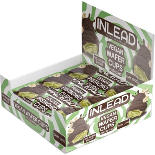 INLEAD - Wafer Cups | Pistachio - Dark Choc | Gefüllte Waffel-Snacks mit Pistaziencreme & Zartbitterschokolade | Vegan - 15 x 50 g
