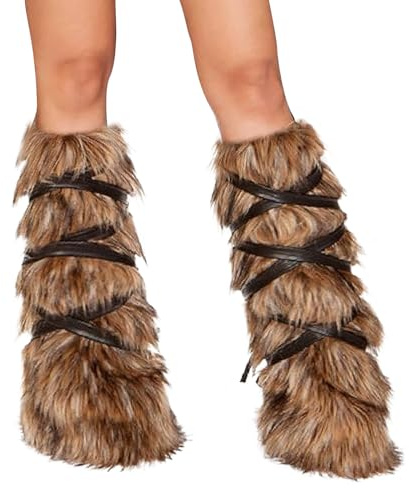 DAVBNM Faux Fur Leg Warmers Warm Boot Covers Boot Shoes Cuff Covers Medieval Viking Leg Warmer Furry Leg Socks for Halloween Costume