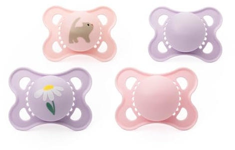 MAM Original Dummies, 0-6M, 4 Pack, Orthodontic Design, Girl
