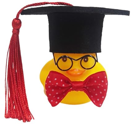 Graduation Ente Figur - Zeremonie Büro Maskottchen Sammeldekoration für pädagogischen Erfolg | Mini Badeentchen Zubehör aus Latex, Gedenkmünze für Schulerfolg,