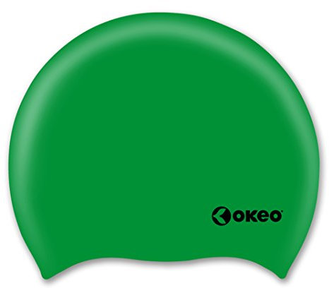 Okeo Cuffia Piscina Donna e Uomo in Silicone – Cuffia Nuoto Tinta Unita Verde, Elastica e Impermeabile