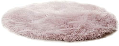 Hochflor Shaggy Rund Teppich Carpet Wohnzimmer Faux Lammfell Schaffell Teppich,Rosa,Durchmesser 50CM