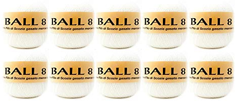 Ball gomitoli di filo di scozia da 100gr per lavori a uncinetto centrini pizzi tombolo n8 bianco