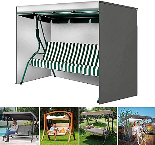 MeTikTok Hollywoodschaukel Pergola-Sonnendach, 3 Sitzer Abdeckung Für Hollywoodschaukeln Oxford Wasserdicht Winddicht Sonnendach Schutzhülle Schaukel Markisen Sonnenschirme,Grau,220x125x170cm