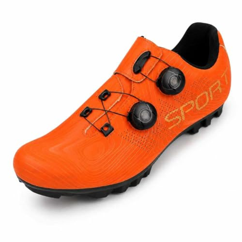 Unisex Scarpe da Ciclismo, Uomo Donna PRO MTB Mountain Bike Orange 41