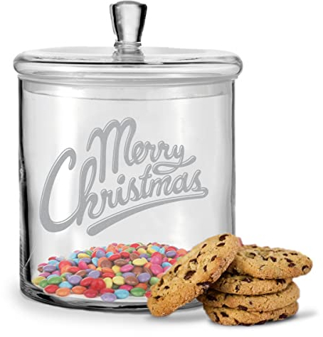 GRAVURZEILE Leonardo Keksglas mit Gravur - Merry Christmas - Vorratsdose mit luftdichtem Deckel für Süßigkeiten - als Geschenk für Freunde und Familie zu Weihnachten Aufmerksamkeit Feiertage