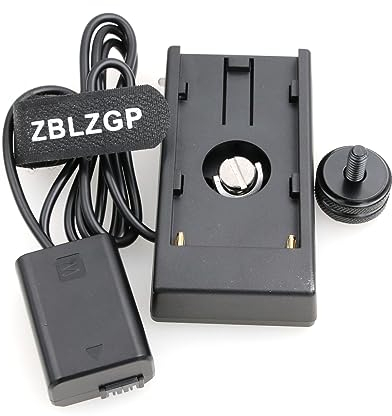 ZBLZGP NP-F970 Battery Plate Holder Adapter+FW50 Dummy Battery Coupler for Sony A7R A7S (Straight Cable)