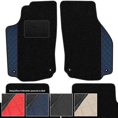 moto-MOLTICO Fußmatten Auto Velours Autoteppiche Schwarz Automatten Set 4-teilig - Auffälliges Design - passend für Opel Corsa C 2000-2006 (Blaues Muster)