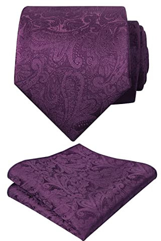 Alizeal Cravate florale faite à la main avec carré de poche, 174-Prune Violet, taille unique