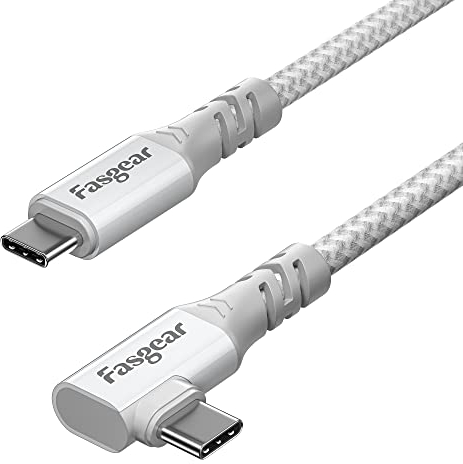 Fasgear Cable USB C para Macbook Pro SuperSpeed 20Gbps USB 3.2 Gen 2x2 Cable trenzado tipo C de carga rápida de 100 W, salida de video 4K Thunderbolt 3 compatible con i-Pad, Galaxy(1 m, Blanco)