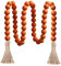 Meplait 100cm Holzperlengirlande Bauernhaus Perlen mit Quasten,Rustikale Landhausdekoration Gebetsperlen Boho-Chic Wandbehang Heimdekoration (Orange)