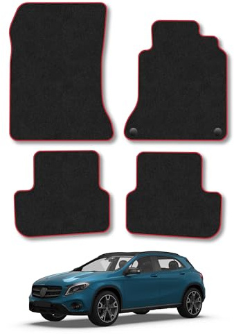 Mercedes GLA (2014-2020) Carpet Car Mats | Red Edge Trim Tailored Fit Floor Mats Full Coverage Protection Accessories Easy Clean Anti Slip Made in the UK