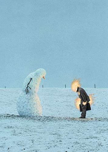 Inkognito Postkarte | Anlass: ''Kunst'', Motiv: Winter ''Schneemann – Feuermann'' | Künstler: Quint Buchholz | Art-Nr.: 8074 | vom Berliner Verlag