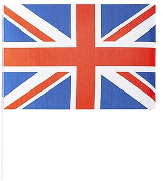 Union Jack Hand-Waving Flag - 24 x 16 Rayon Union Jack Flag on a Stick - United Kingdom King's Coronation Street Party Decoration