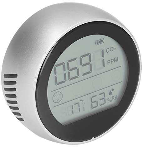 CO2-Detektor, Echtzeit-Refresh-Feuchtigkeitsdetektor, Breite Verwendung, Infrarot-Sense, Präzise Messung für das Labor (Silber)