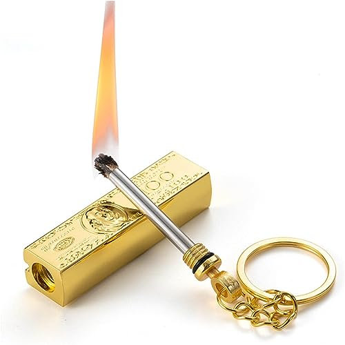 MEJEJO Ewiges Streichholz-Schlüsselanhänger-Feuerzeug, Metall-Feueranzünder, wasserdichter Zerstäubungszünder, Herren-Geschenk-Retro-Feuerzeug, Brennstofffeuerzeug mit Geschenkbox-Licht