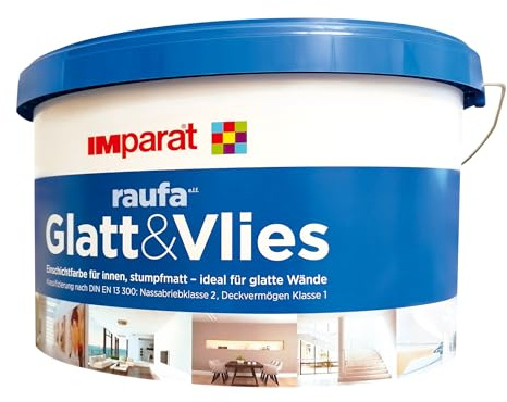 IMparat ANGEBOT Raufa e.l.f. Glatt&Vlies altweiß, 12,5 Liter | stumpfmatte Einschichtfarbe | ideal für glatte Wände | scheuerbeständig | hohe Deckkraft Klasse 1 | sehr ergiebig | Profi-Qualität