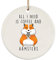 Weihnachtsbaumschmuck 7.3 cm, Hamster, Der Lustig Isst Runde Keramik Ornament Elegant Weihnachtsanhänger Premium Christbaumschmuck Anhänger Für Neujahr Geschenk Holiday Weihnachten