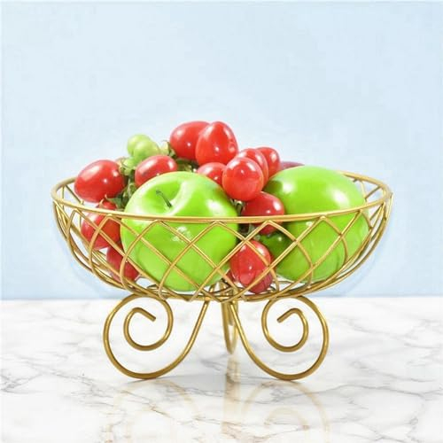 Simple Sala de estar Metal Oro Frutero, Moda Hogar Creativo Elegante Elevación Cesta de Frutas Bandeja de Dulces Bandeja de Frutas Secas Estante de Frutas (Dorado)