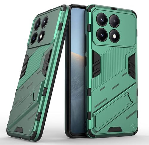 TEYYOS Cover per Xiaomi Poco X6 PRO 5G, Custodia Protettiva con Supporto, Robusto Antiurto TPU Dual Layer Armour Case - Verde