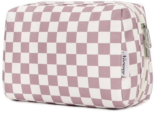 Narwey Trousse de Toilette de Voyage Trousse de Maquillage Grande Organisateurs de Toilettes Accessoires de Voyage (Échiquier Rose,Grand)