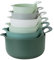 COOK WITH COLOR Non-Slip Mixing Bowls - 6 Piece Nesting Plastic Mixing Bowl Set with Pour Spouts and Handles-Measurement Markings (Sage)