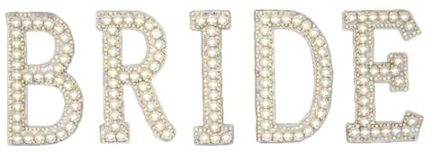 Wambere 2 Sätze Weiß Buchstaben zum Aufbügeln Aufnäher,Bride-Stoffaufnäher mit Buchstabenperlen und Strasssteinen,Patches Zum Aufbügeln Set,für DIY Nähen Kunsthandwerk Kleidungsdekoration,7.8cm