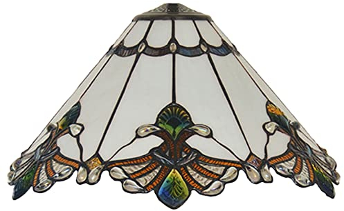AIBOTY Mission Lampenschirm Ersatz 13X9 Zoll Grün Rot Weiß Tiffany Buntglas Lampenschirm Nur Mit Kappe Passend Für Tischlampe Stehlampe Lesepult Lampe Decke Pendelleuchte Kronleuchter,Weiß