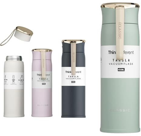 MORNING'S Termo Café 450ml - Botella Agua Acero Inoxidable, Vaso Térmico para Llevar, Mantiene Bebidas Calientes 12h y Frías 24h, Ideal para Viaje,Trabajo y Actividades al Aire Libre (Verde Profundo)