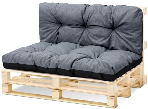 Amazinggirl Palettenkissen Outdoor Kissen Rückenkissen 40 x 120 cm - Auflagen für Paletten Europaletten Palettensofa und Palettenmöbel Palettenpolster Grau
