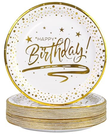 50 Pièces Assiette Jetable 18cm, Blanc Assiettes en Carton Vaisselle Jetable pour Barbecue Anniversaire Fête Douche de Bébé Mariages (Blanc, 18cm)