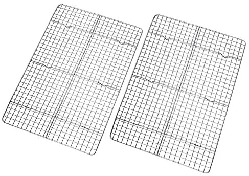 Cooling Rack for Cooking and Baking - 43cm x 30cm Set of 2 Stainless Steel, Oven Safe Grid Wire Cookie Cooling Racks