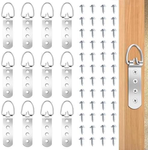 UYVPAER Ganci Per Quadri Per Quadri Pesanti Ganci Per Quadri Con Anello A D, Confezione Da 12 Ganci Per Specchi Super Pesanti Con 48 Viti Robusti Ganci Per Quadri A 4 Fori Cornici Di Opere D'A