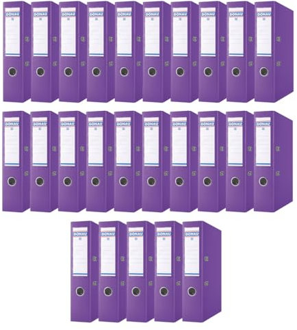 DONAU Master Ordner Breit 25er Pack/DIN A4 / 7,5 cm / 25 Stück/Violett/Kunststoffbezug PP/Carton Papier Schlitzordner Büroordner Aktenordner Ringordner/Grünen Punkt