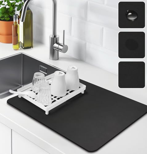 Tapis Egouttoir Vaisselle, Tapis de Machine à Café Absorbant,Tapis égouttoir à Vaisselle antidérapant, Tapis de SéChage Vaisselle Egouttoir Antidérapant pour Cuisine, Bar Dish Drying Mat