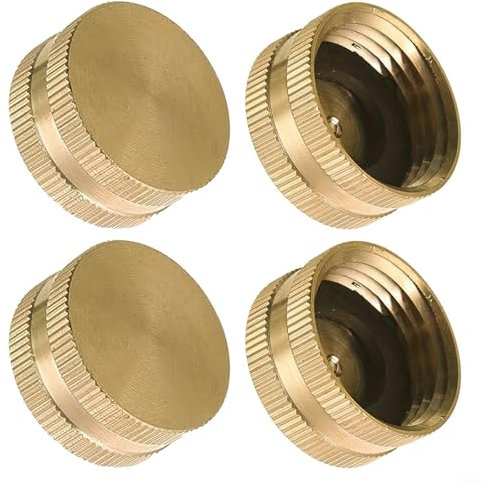Uwithdanceme 4 Pack 3/4 Female End Cap,Garden Hose End Cap For 3/4 Female Thread Garden Hose,Gardening Accessories,Brass Garden Hose End Cap