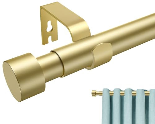 Curtain Poles, New Upgraded Metal Reinforced Curtain Pole, Extendable 40 To 190cm, Curtain Pole With Brackets Fittings Set For Living Room, Bathroom, Bedroo Windows&Door (Gold,16-75Inches)