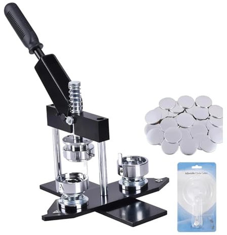 nmbhus 25-75-mm-Knopfmacher-Set, Professionelle Manuelle Anstecknadel-Herstellungsmaschine, Einschließlich Metallform-Schneider, 100 Stück Knöpfe Weit verbreitete Anwendung(50mm)