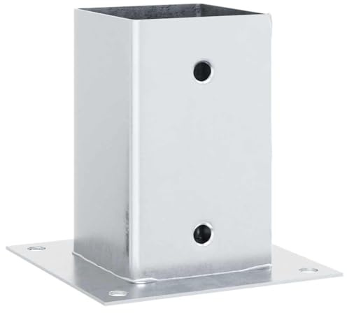 vidaXL Post Bases Square 12 pcs Silver 81x81 mm Galvanised Steel, Concrete Fence Base, Fence Post Base, Metal Post Holder, Deck Post Base