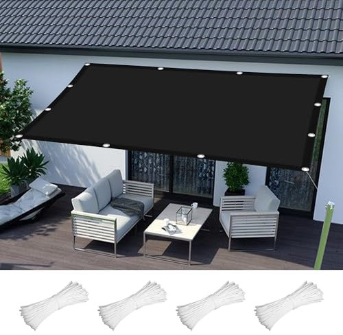 Toile d'ombrage Voile Ombrage Pergola 3 x 5 m Résistant Aux UV Ombrage Pergola avec Oeillets Cordons Bâche Dombrages pour Patio Être Applicable Jardins, Noir