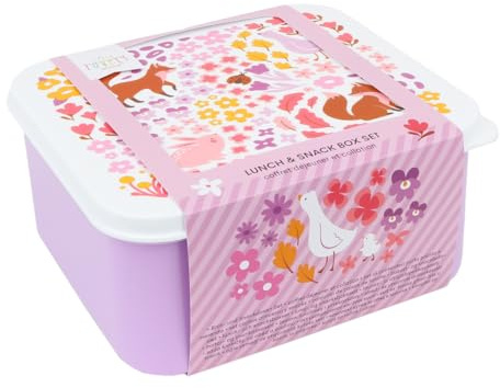A Little Lovely Company Lunch & Snack Box Set, 4-teilig, on the go, stapelbar, verschiedene Größen (Blumengarten)