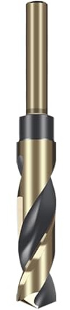 Kiyraglo 15mm Reduced Shank Twist Drill Bit Black Nitride & Gold Titanium Coated HSS Drill Bits for Stainless Steel Alloy Metal Plastic Wood - 10mm Round Shank