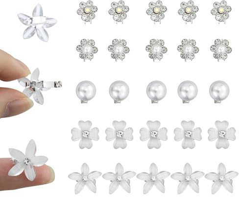 25 pinzas blancas para el pelo con flores, 5 estilos, metal con flores, pinzas para el pelo de boda, pinzas para el pelo de novia, elegantes pinzas para el pelo de estrás, para joyas de pelo